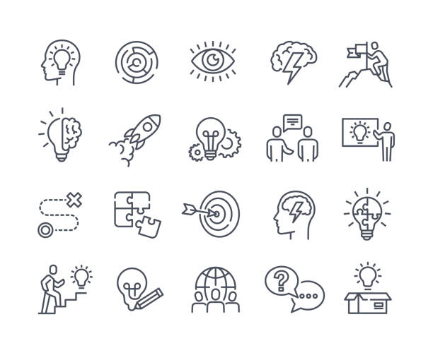 ilustraciones, imágenes clip art, dibujos animados e iconos de stock de conjunto de iconos para empresas - vector education computer icon symbol