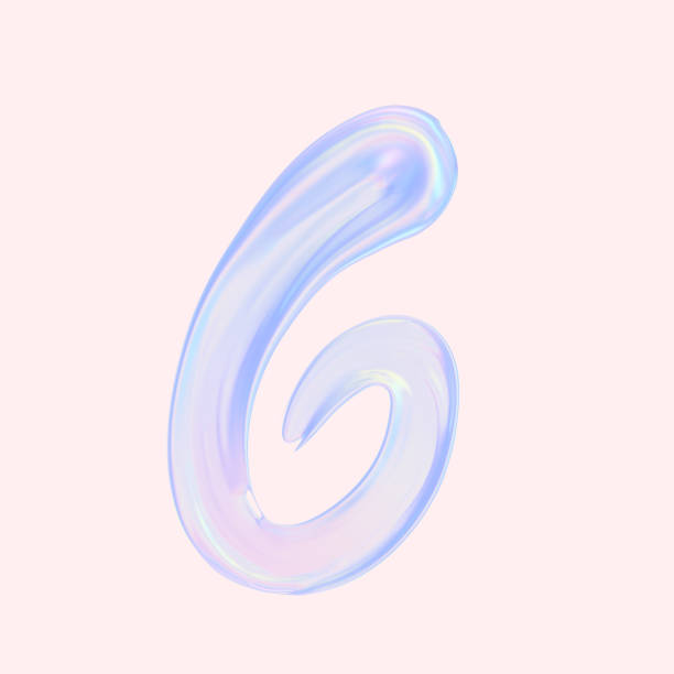 istock Numeral 6. Holographic gradient 3d digit Six illustration isolated 1336531820