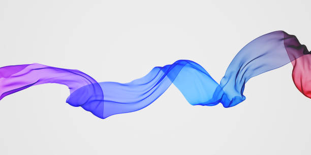 istock Abstract flying fabric background, beautiful dynamic gradient colors wave graphic design template, 3d rendering elegant textile in the wind 1336531941