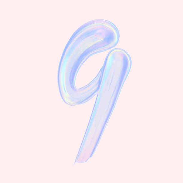 istock Numeral 9. Holographic gradient 3d digit Nine illustration isolated 1336532047