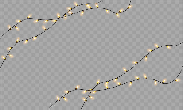 realistic christmas garland on a transparent background. vector - christmas tree stock illustrations