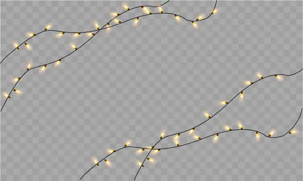 Vector illustration of Realistic Christmas garland on a transparent background. Vector