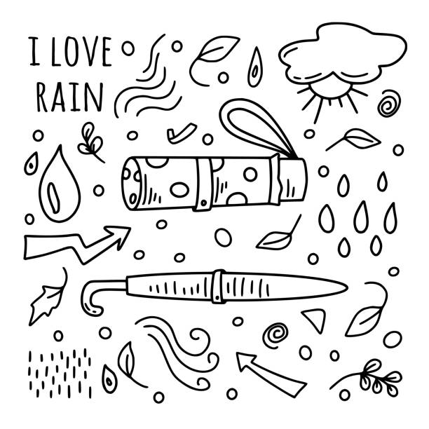 illustrazioni stock, clip art, cartoni animati e icone di tendenza di adoro la collezione rain - pino domestico