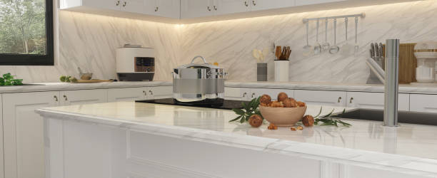 istock View side of white marble island in luxury kitchen 1336534677