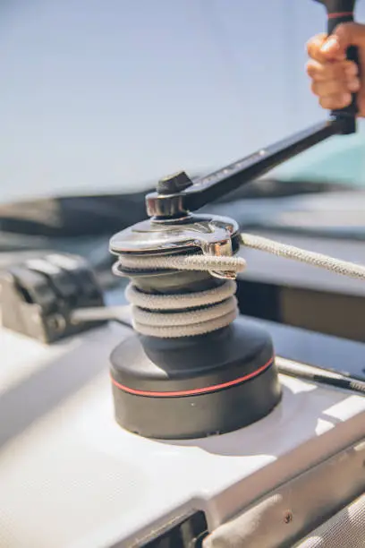 Photo of Nautical compass on boat at sea at sunset