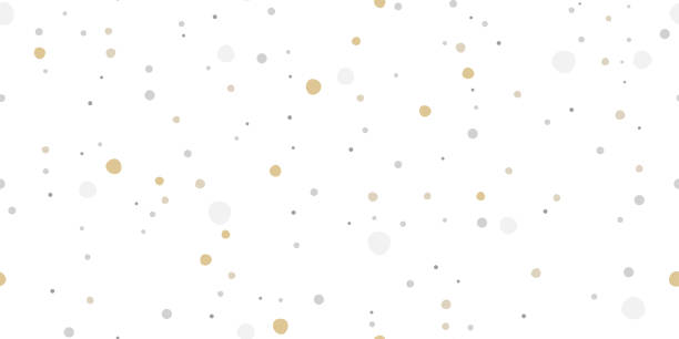 Seamless Gray and Golden Dots Pattern on White Background