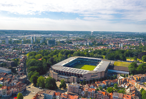 Brussels, Berlgium - June 2021: Constant Vanden Stock Stadium, home arena of R.S.C. Anderlecht