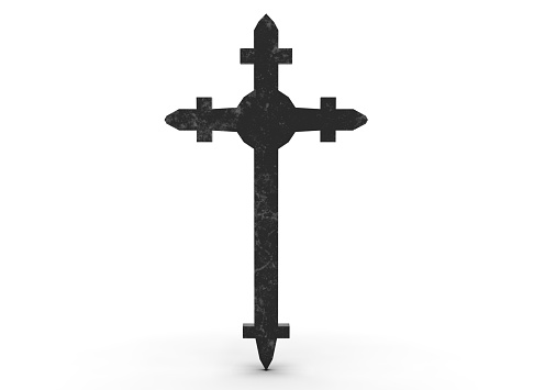 Grave cross on a white background 3d-rendering.