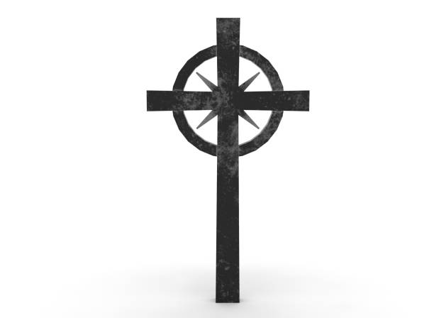 croix grave sur fond blanc 3d-rendu - kentucky memorial photos et images de collection