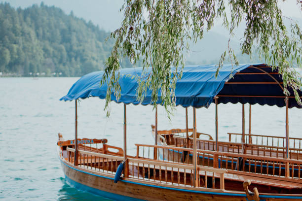 istock Tourist boats on Lake Bled. 1336542140