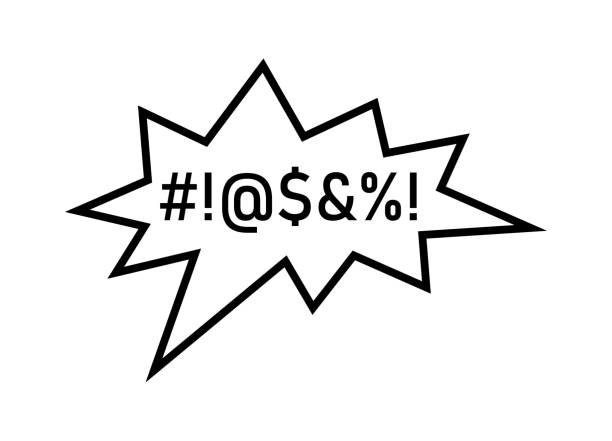 schwören sie blasensymbol mit schlechter sprachsprache in lineart isoliert auf weißem hintergrund. - swear word stock-grafiken, -clipart, -cartoons und -symbole