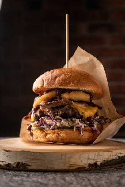 istock selective focus. juicy meat burger 1336545038