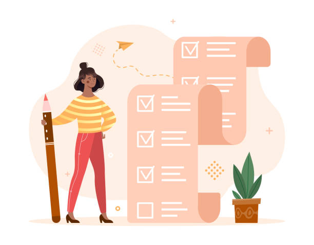planning and time management concept - checklist stock illustrations