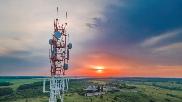 istock Telecommunication tower of 5G technology at sunset 1336547570
