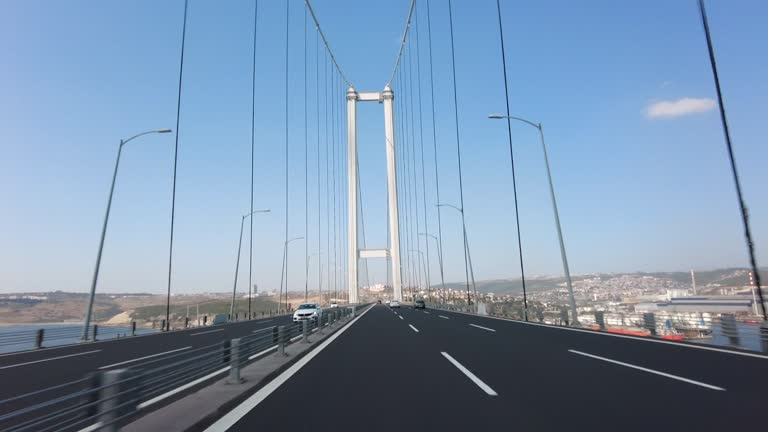 Video capture from the vehicle. Osmangazi bridge in Turkey