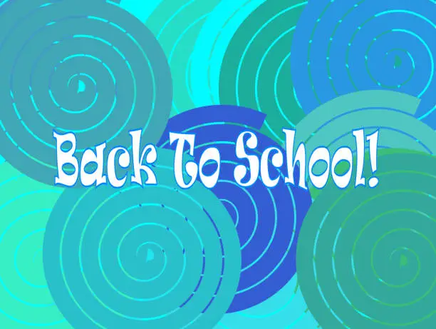 Vector illustration of Text Back To School on abstract background with colored spirals.