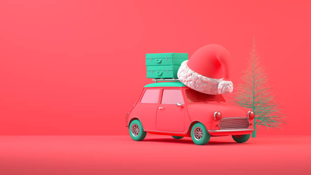 istock Christmas Travel Holiday Concept with Car 1336552007