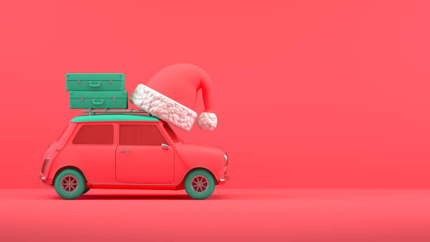 istock Christmas Travel Holiday Concept with Car 1336552097
