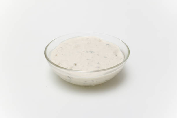 tartar sauce in the glass bowl isolated on a white background. - tartar sauce imagens e fotografias de stock