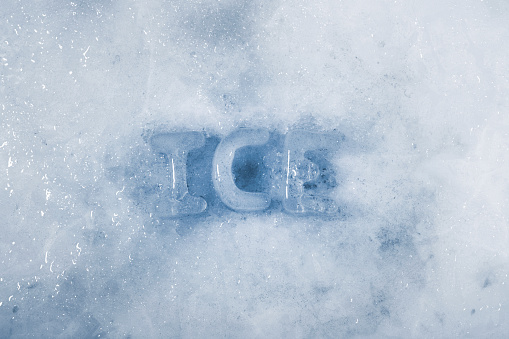 the word ice written with frozen letters