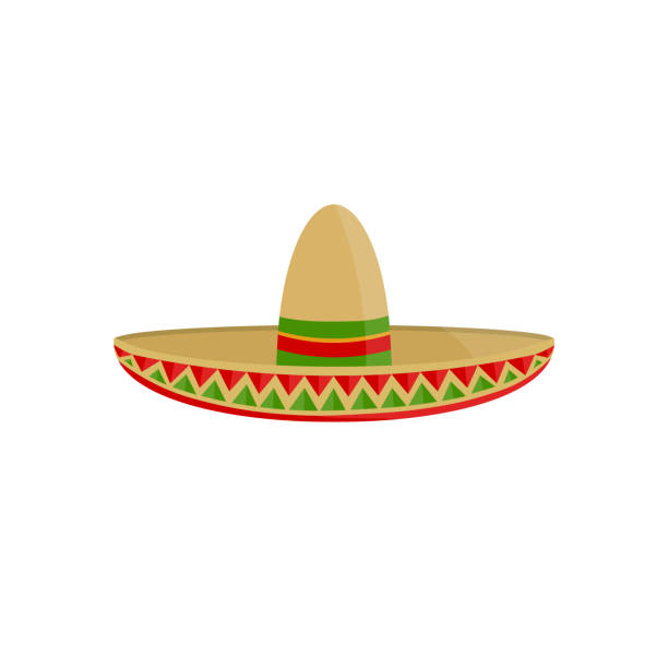 ilustraciones, imágenes clip art, dibujos animados e iconos de stock de sombrero icono del sombrero mexicano. vector - mexican culture cinco de mayo backgrounds sombrero