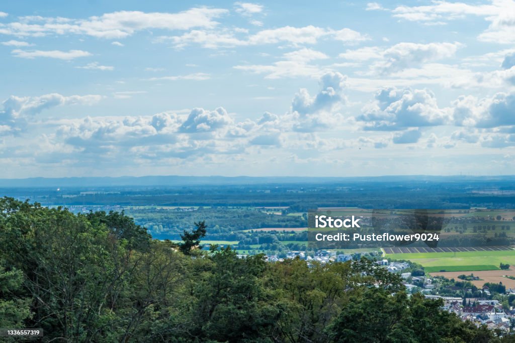 On Mountain Melibokus in Hesse Famous Landscapes Hesse Aerial View Stock Photo