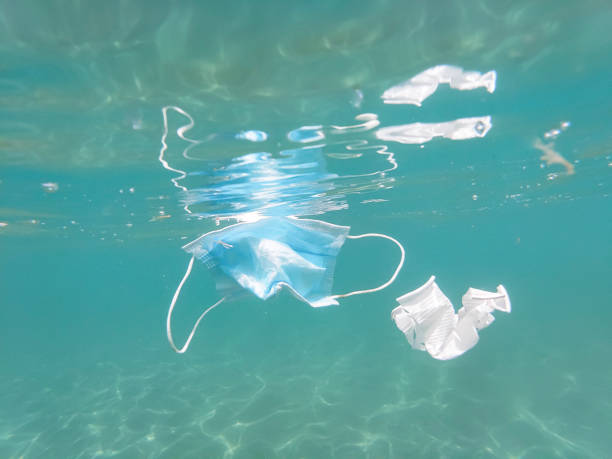 istock Discarded surgical face mask and plastic cup floating on contaminated sea ecosystem,covid19 environment pollution 1336561829