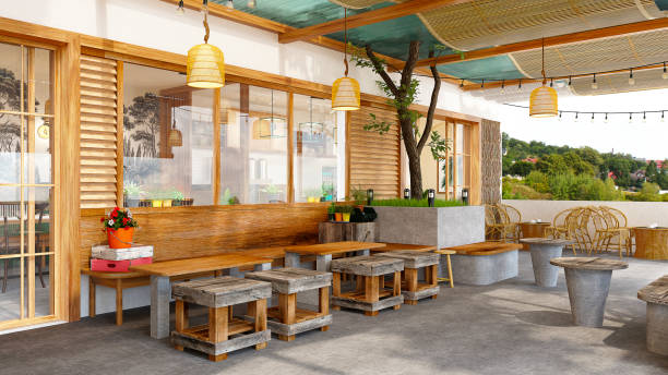 istock 3D render of cafetaria and restaurant 1336562178