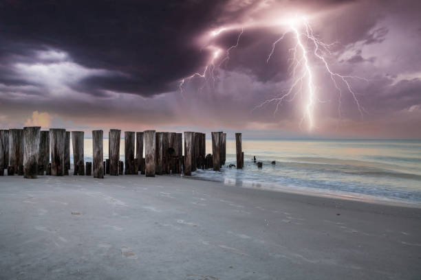 istock Lightning storm over the ocean at Port Royal Beach 1336575228