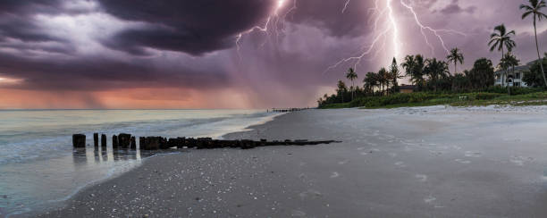 istock Lightning storm over the ocean at Port Royal Beach 1336575234
