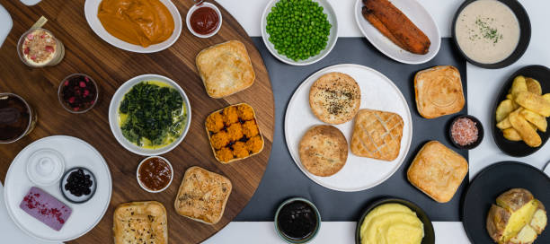 istock Table top view of Pies with dessert. 1336576143