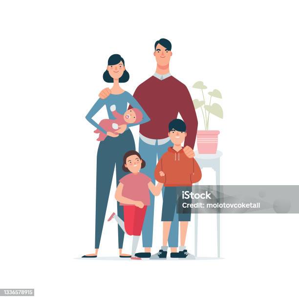 Chinese Family With The 3rd Child Stock Illustration - Download Image Now - Family, Happiness, Illustration