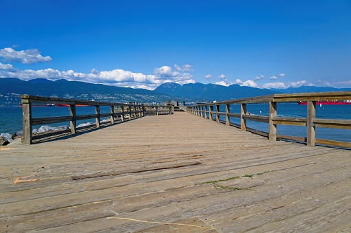 Wooden pier in the Pacific Ocean, Vancouver, BC