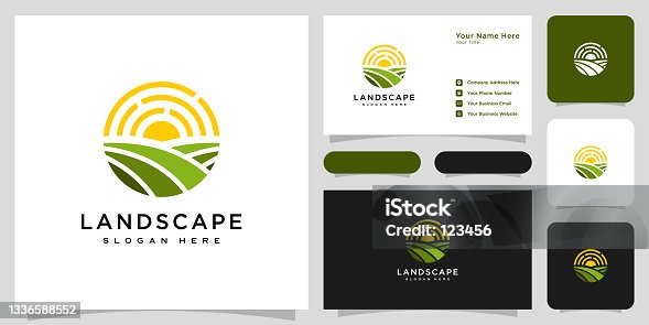 istock landscape sun logo vector design and business card 1336588552