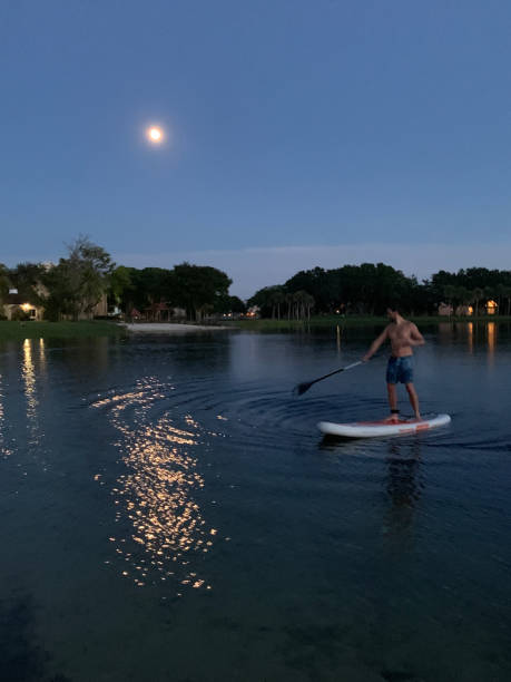 istock Paddle boarding at a lake in Miami, Florida, USA 1336591540