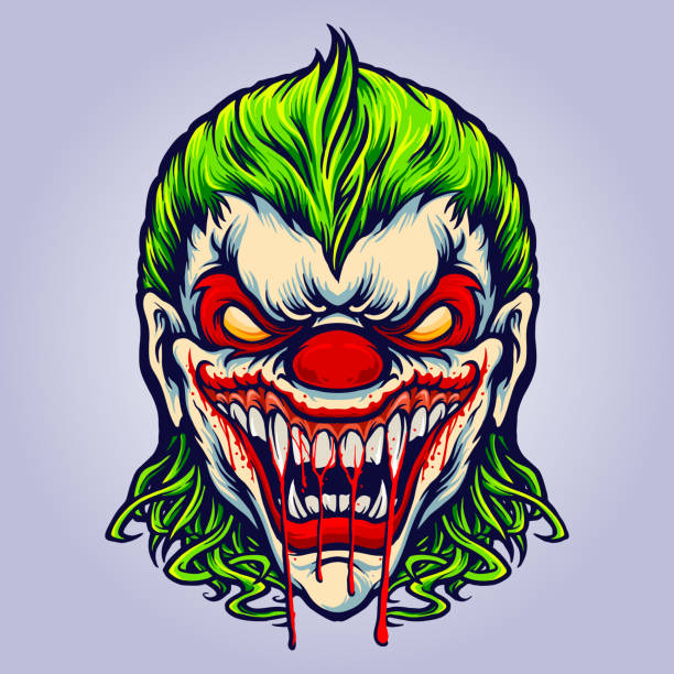 evil angry joker blood vampire vector illustrationen - clown evil horror spooky stock-grafiken, -clipart, -cartoons und -symbole