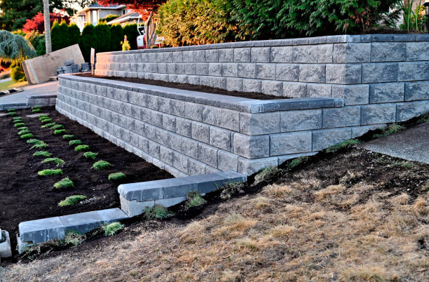 mur de blocs - landscaped retaining wall wall stone photos et images de collection