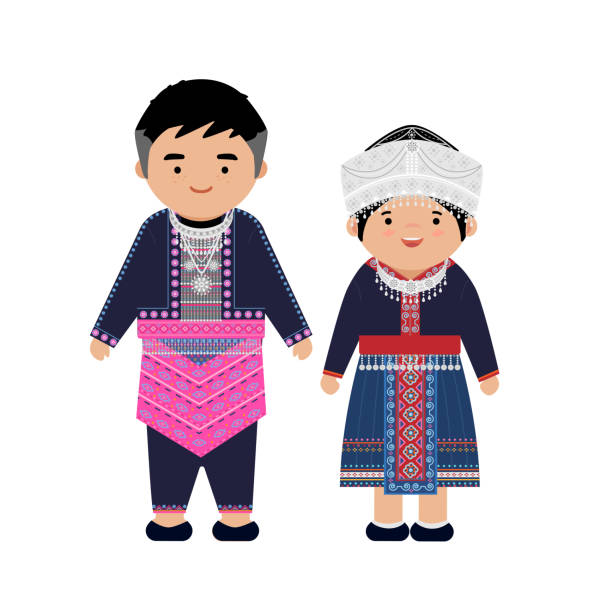 hmong people Hmong tribe in north of thailand. miao minority stock illustrations