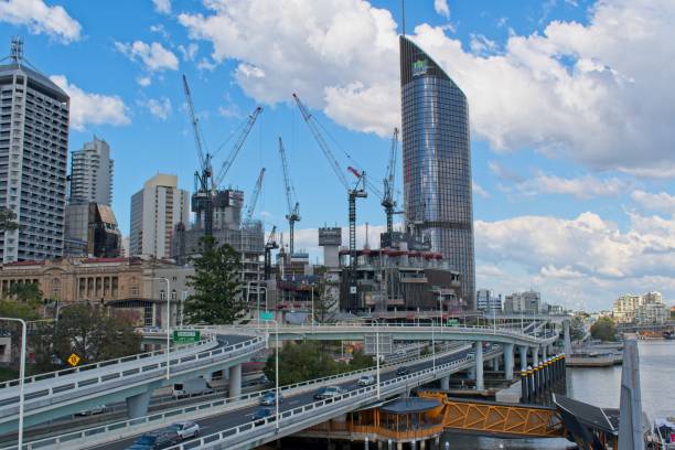 Multilevel highway in Brisbane, Australia stock photo