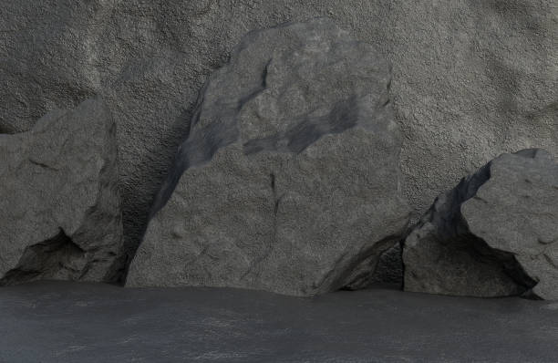 istock Abstract empty room black stone wall background grunge texture style.,3d model and illustration. 1336603971