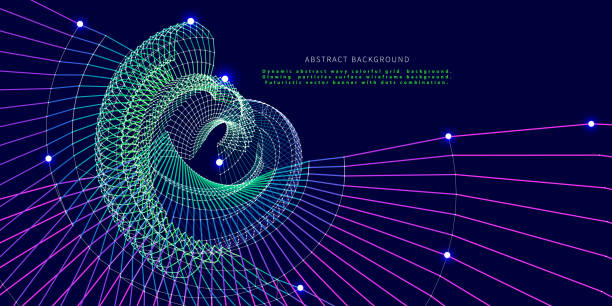 ilustrações de stock, clip art, desenhos animados e ícones de abstract technology  background with color grid  on dark blue. concept for business, science and technology. big data. - quantum computing