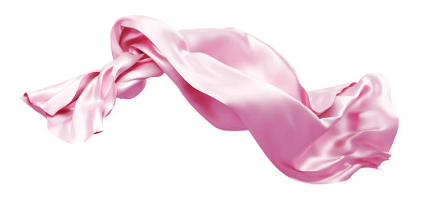 istock Pink fabric flying in the wind isolated on white background 3D render 1336608796