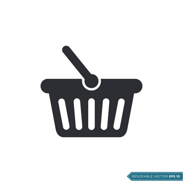 시장 바구니 아이콘 벡터. 쇼핑 바구니 템플릿 플랫 디자인 - symbol retail computer icon shopping bag stock illustrations