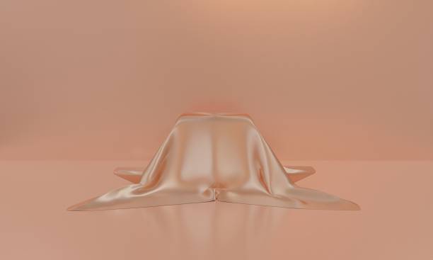 istock gold rose cloth on the podium in the studio room.3d rendering. 1336612508