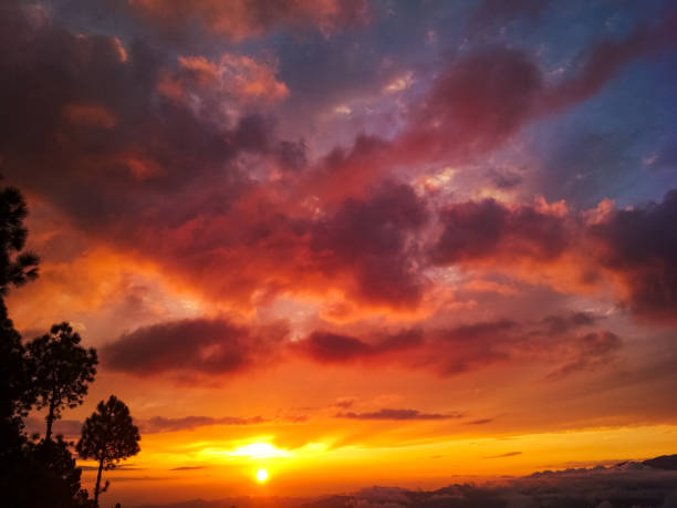 istock Red clouds in the sky during sunset 1336621350