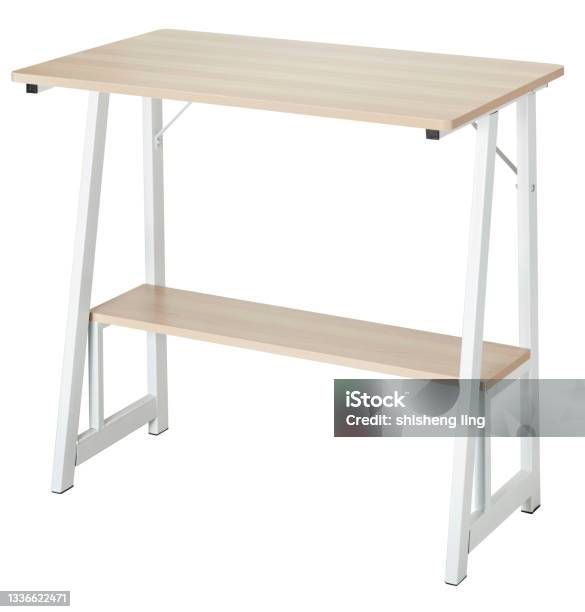 Simple Computer Table Background The Log Color Simple Computer Table Is On A White Background Stock ...