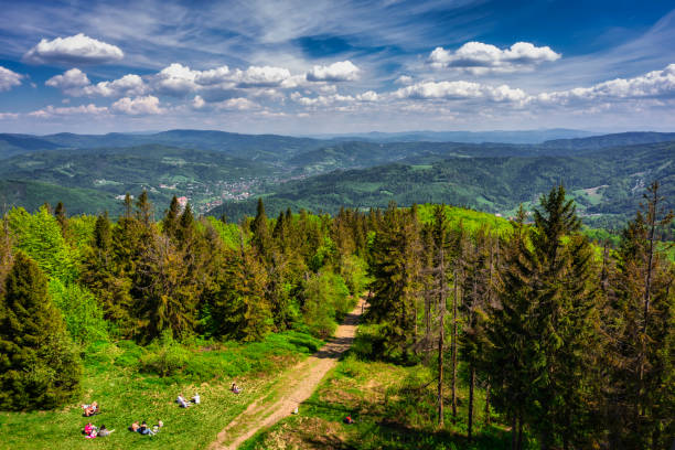 Beautiful landscape of the Silesian Beskids from Czantoria Wielka mountain Beautiful landscape of the Silesian Beskids from Czantoria Wielka mountain. Poland beskid mountains stock pictures, royalty-free photos & images