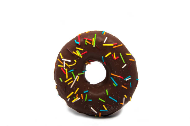 istock Chocolate exclusive dessert donut isolated on the white 1336625359