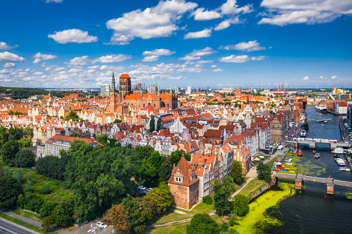 Beautiful architecture of the main city of Gdansk at summer. Poland