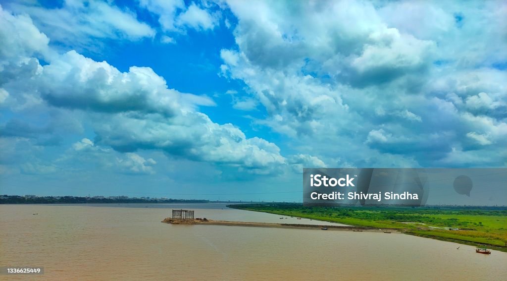 River This picture was shot by me at bharuch Bridge Position Stock Photo